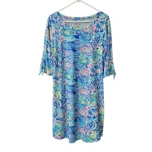 Lilly Pulitzer Preston Dress Women Large Multi Ocean Commotion Pima Cotton